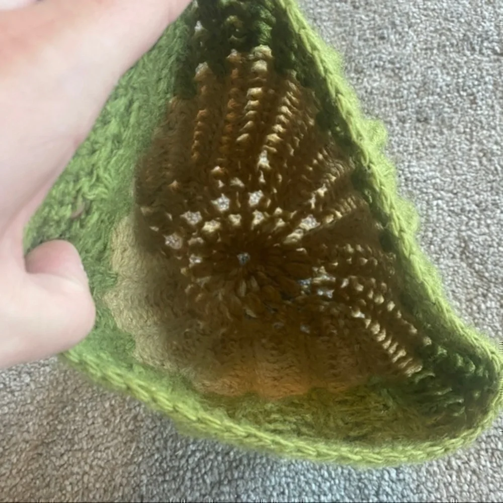 Green ombré hand knit beanie hat